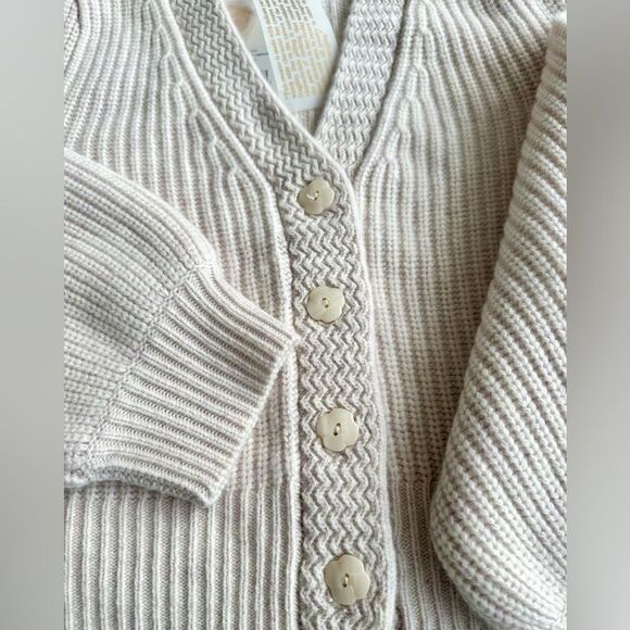 LoveShackFancy Avignon Cropped Cashmere Cardigan in Oatmeal XXL NWT - Picture 8 of 12